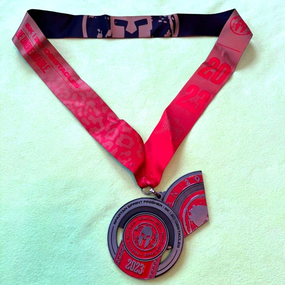 2023 Spartan Sprint Finisher Medal 5K OCR Race w Delta Wedge & Original Ribbon